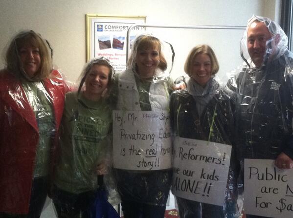 A lot of rain couldn't stop us from defending public education vs the corp reformers. #picketinthepines