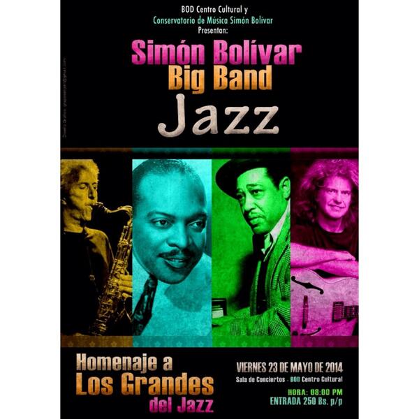 Homenaje a los grandes del jazz por la <a href="/BigBandJazzSB/">S.B Big Band Jazz</a> |23/05|8pm @cculturalbod entradas <a href="/TICKETMUNDO/">Ticket Mundo</a>