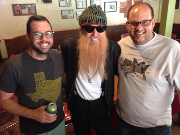 Fancy running into <a href="/BillyFGibbons/">Billy F Gibbons</a> and <a href="/bbqfranklin/">aaron franklin</a> together in Austin. cc: <a href="/ZZTop/">ZZ Top</a>