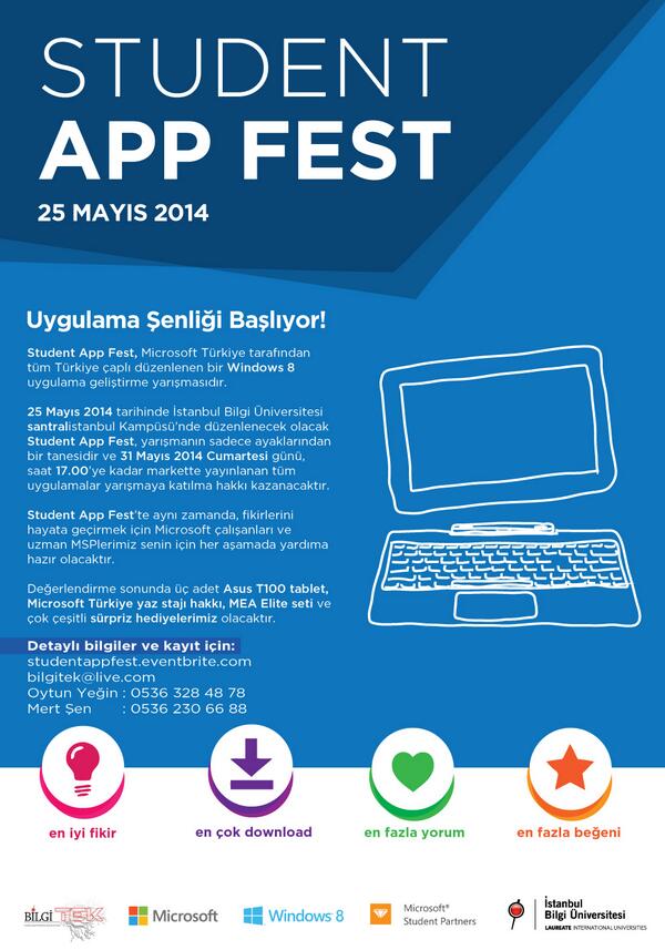 .<a href="/MicrosoftTR/">Microsoft Türkiye</a> tarafından düzenlenen Student App Fest 25 Mayıs'ta <a href="/santralistanbul/">santralistanbul</a> Kampüsü'nde! <a href="/BiLGiOfficial/">İstanbul Bilgi Üniversitesi</a>