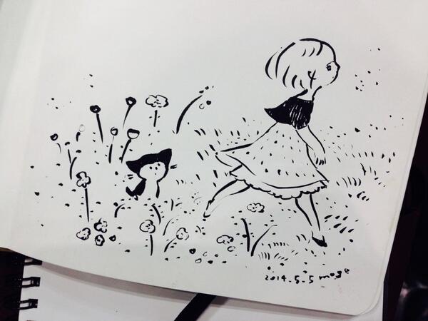お店番しています。もげさんにスケブ描いていただきましたかわいい! 白湯さん はお52bです。 