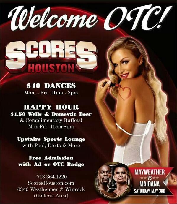 ScoresHouston's tweet photo. We would like to welcome all of the @otchouston attendees!! Check out the World Famous Scores while in town !! http://t.co/ef40wEyTOU