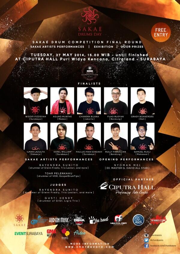 eventsurabaya's tweet photo. SAKAE DRUMS DAY, 27 Mei 2014 Jam 15.00 – Selesai di Ciputra Hall, Puri Widya Kencana, Citraland – Surabaya. FREE http://t.co/0YCi5zehxe