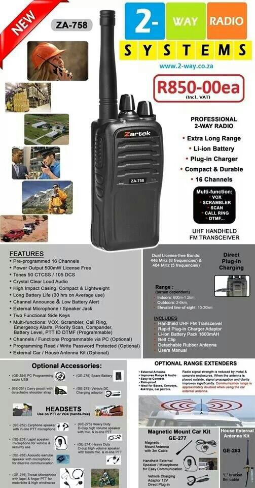 2WayRadioSys's tweet image. New Zartek ZA-758-ideal short range licence free radio #2wayradios