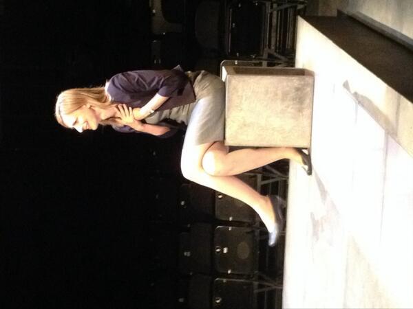 YellowFaceLDN's tweet photo. @MeyerChristy in final tech before dress before first preview of #YellowFace at @NationalTheatre tonight. http://t.co/VnJzUi49AP