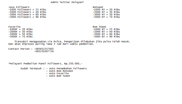 Admin Twitter, Melayani Jasa :