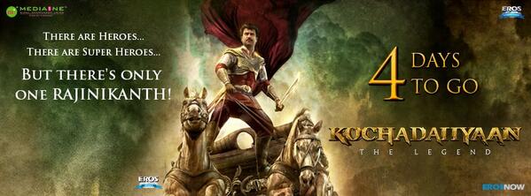 Kochadaiiyaan's tweet photo. A warm Welcome to Thalaivar @superstarrajini on twitter. Just 4 days to go for #Kochadaiiyaan - The Legend http://t.co/ctx46jYcs1