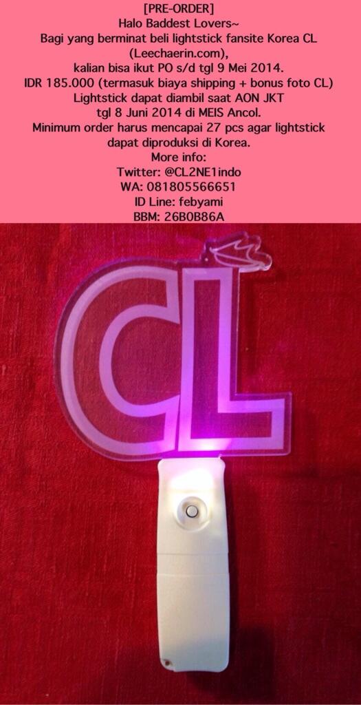 »» "<a href="/CL2NE1indo/">CL2NE1INDO</a>: HELP RT: [PRE-ORDER] Lightstick @leechaerin_com ♡ IDR 185.000. PO s/d Jumat, 9 Mei 2014 more info: "