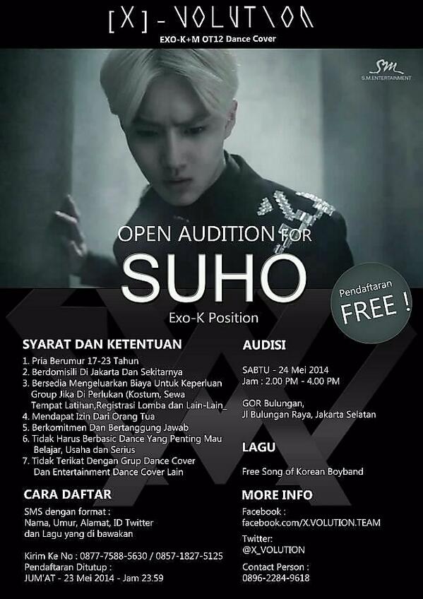 = [X]-VOLUTION OPEN AUDITION FOR SUHO POSITION = #XVOsuhoAudition