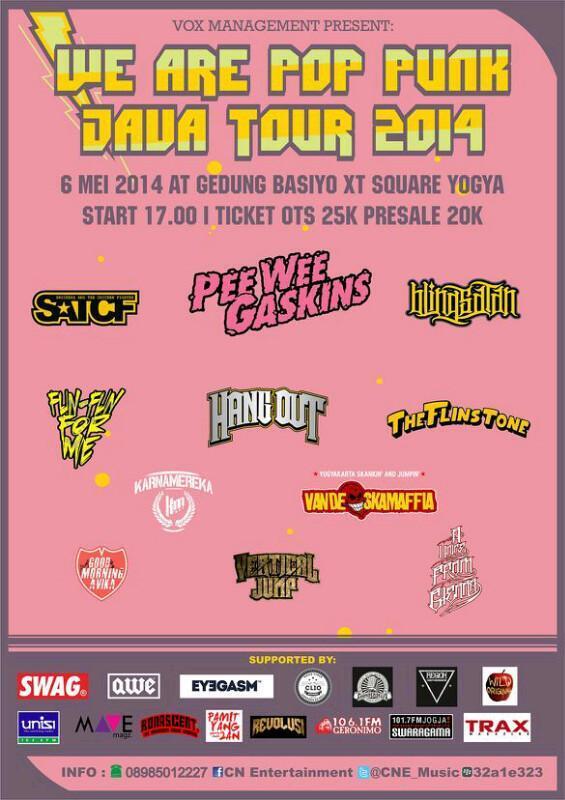 WE ARE POP PUNK JAVA TOUR 2014 | PeeweeGaskin, Blingsatan, SATCF etc | 6 Mei, 17.00 | XT Square YK | Info <a href="/CNE_Music/">IG: CNE_Music</a>