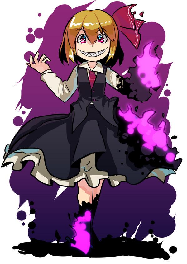 ルーミア(東方プロジェクト) 「ルーミア#深夜の真剣お絵描き60分一本勝負だめだ ちゅうにが おさえられない 」|はしろのイラスト