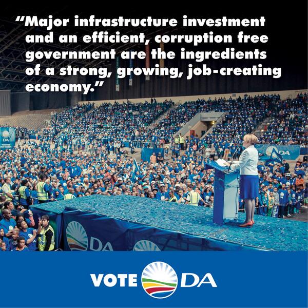 Our_DA's tweet photo. Infrastructure investment &amp; corruption free government are the ingredients of a job-creating economy.#TogetherForJobs http://t.co/7zgQAT3DuZ