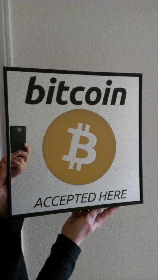 CryptoComedian's tweet photo. My wife @ChinaGrrrl333 made this #Bitcoin mirror for me to use at my gigs!  How awesome is this!? http://t.co/Blsr5KrO52