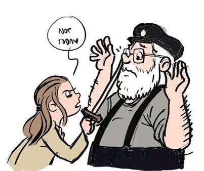 Daenerys's tweet photo. What do we say to the God of Death? Not today! http://t.co/qC0Y7Hbczt