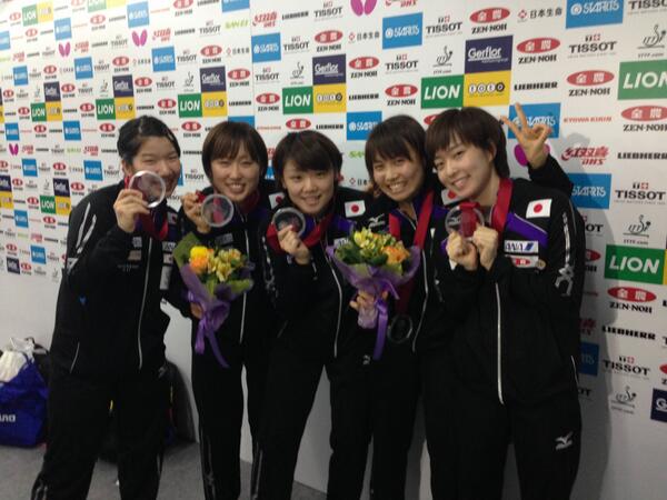 #卓球NIPPON 女子代表、試合後の素晴らしいスマイル。感動をありがとう！！facebook.com/JapanTable2014　#JA全農 #世界卓球 #TTokyo2014
