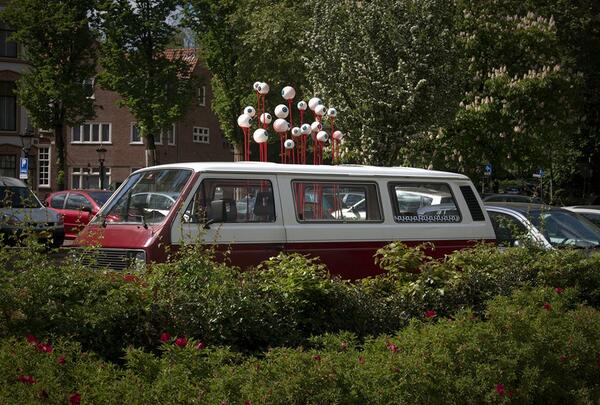 FRONT404's tweet photo. We made our own street view van and took it to the lepelenburg park in Utrecht to keep an eye on things! http://t.co/hO9Xsw5HTg