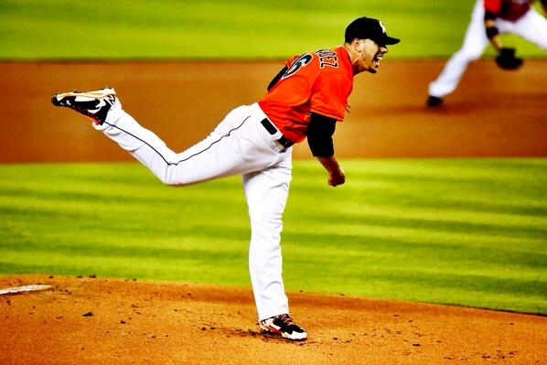 Marlins's tweet photo. BREAKING NEWS: Jose Fernandez has been named NL Pitcher of the Month! http://t.co/F6njDdlTRH