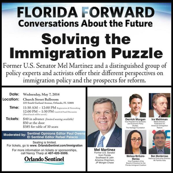 MiFamiliaVota's tweet photo. .@BenMonterroso will be apart of a #ImmigrationReform panel discussion hosted by @orlandosentinel on WED #flforward http://t.co/L1NXXkpFcm