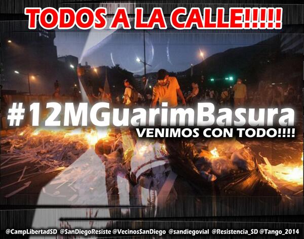movimientoRPV's tweet photo. ORGANIZACIÓN!!!! YA!!!!! #12MGuarimbasura @Resistencia_SD @VecinosSanDiego @sandiegovial @Tango_2014 http://t.co/y56F2poIPZ