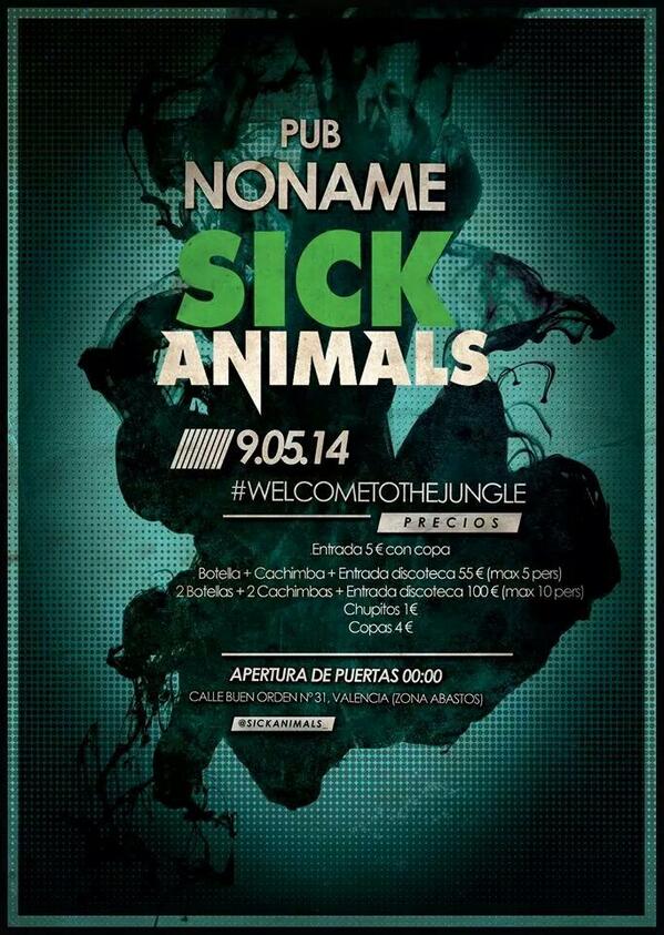 SickAnimals_'s tweet photo. SICKERS ESTE 9 DE MAYO ESTAREMOS EN EL PUB NONAME EN VALENCIA, TODA LA INFORMACIÓN EN LA FOTO. OS ESPERAMOS!!!!! http://t.co/XDLWrZaxb5
