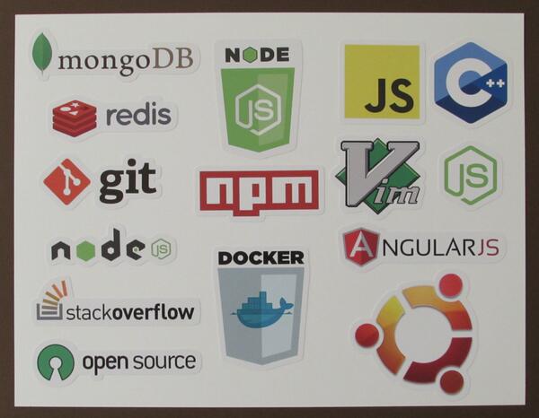 FathmanJim's tweet image. What I do, in stickers. #nodejs #npmjs #mongodb #redis #javascript #docker #linux
