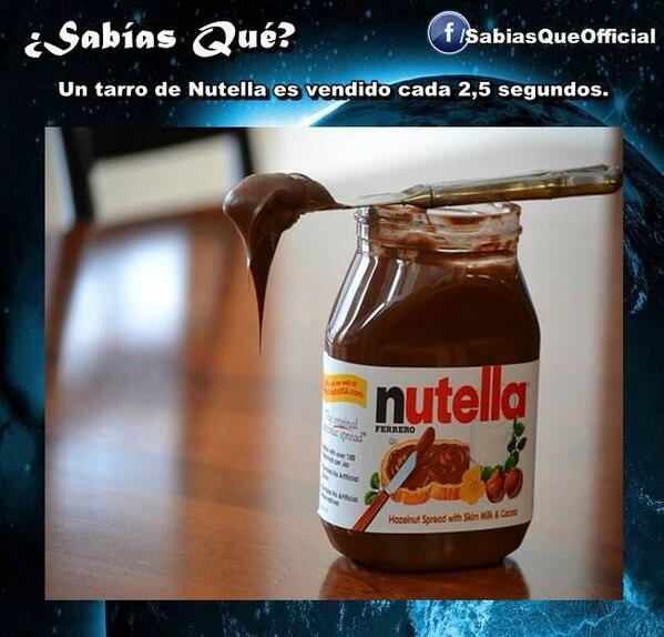 Sabias__que_'s tweet photo. #SabiasQue Cada 2.5 segundos se vende un frasco de Nutella http://t.co/5CgxjdCj02