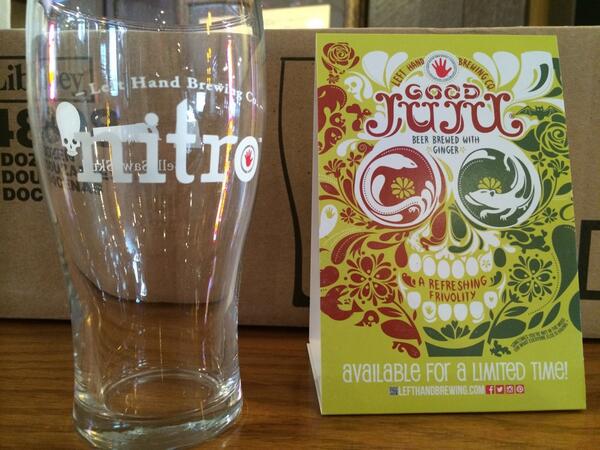 NattysTavern's tweet photo. Come get your free @LeftHandBrewing Nitro Glass while they're available! #craftbeer http://t.co/CHNkok4Kgn