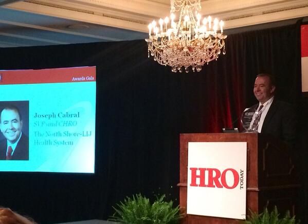 Thank you <a href="/HROToday/">HRO Today</a>! RT @AllisonBunin @NorthShoreLIJ <a href="/JoeCabralCHRO/">Joe Cabral</a> wins #HR Exec of the Year Award! #nslijlife