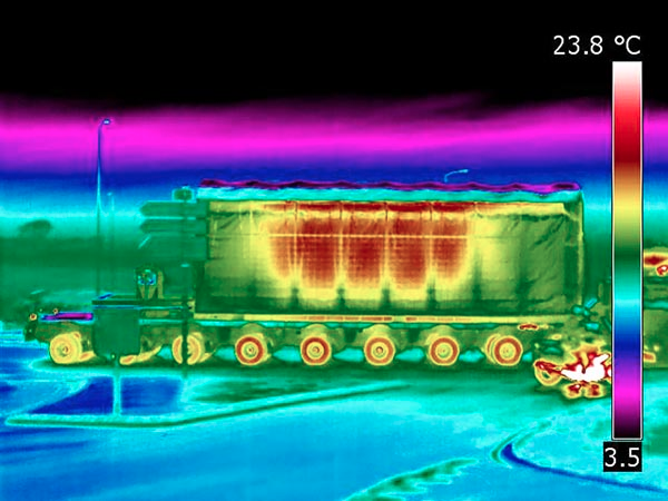 carlynewlands's tweet photo. A train glows red with heat from nuclear waste in this thermal image #mssSPH3U http://t.co/RxX4YJ8Aeg