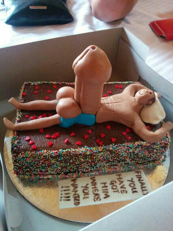 PolyesterPalla's tweet photo. Bachelorette party cake. I hope she wasn't expecting the same on her wedding night. http://t.co/pkZChAi5Ak