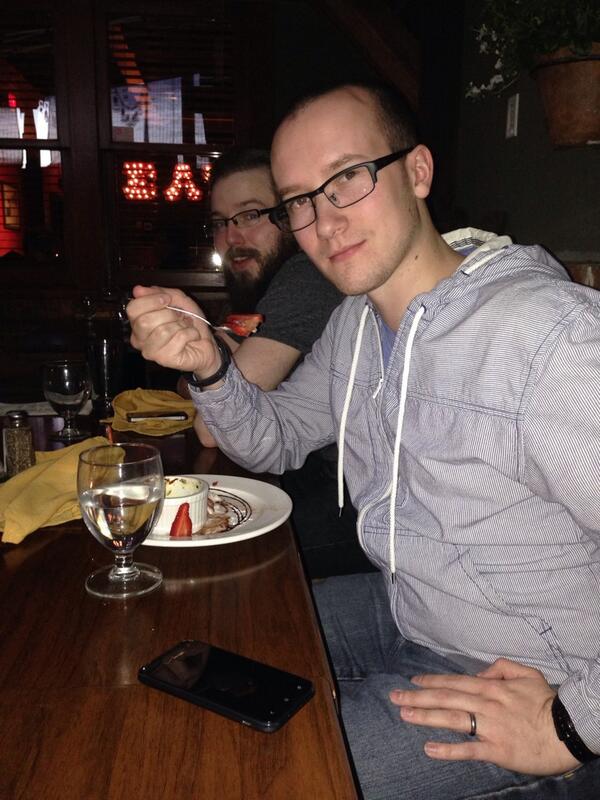 LawrenceLam8's tweet photo. Angry guy in the glasses finally got his creme brûlée. #slowclap #NWACUHO @briankerrick http://t.co/aMYb84YBWK