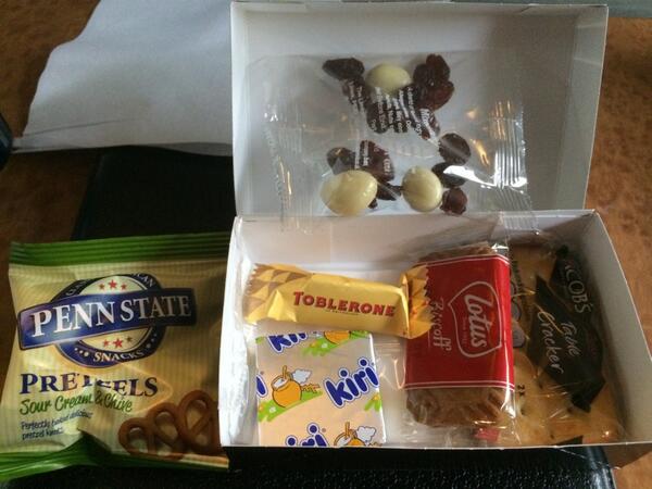 Last nights dinner on't train. Apparently it's a snap box? Contents unknown.A surprise! And it was.Mini toblorone!
