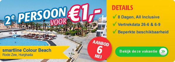 ThomasCookSales's tweet image. DAGDEAL DINSDAG 6 MEI: 2e persoon €1,-: smartline Colour Beach in Hurghada, Egypte! neckermanndagdeals.nl/reisbureau#.U2…