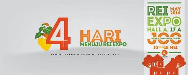 riscon_realty's tweet photo. #InfoRiscon 4 HARI MENUJU REI EXPO 2014 ! Jangan lewatkan pameran akbar property Indonesia ! http://t.co/k7dGz50YHT