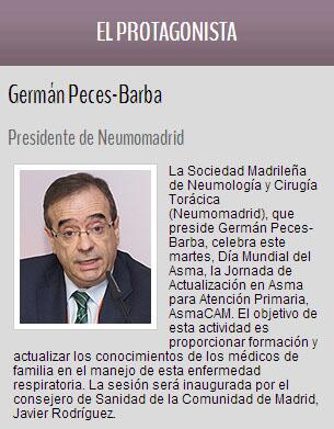 redaccionmedica's tweet photo. G. Peces-Barba, Protagonista de hoy: #Neumomadrid celebra la Jornada de Actualización en Asma para AP, #AsmaCAM http://t.co/h6l70plAMR