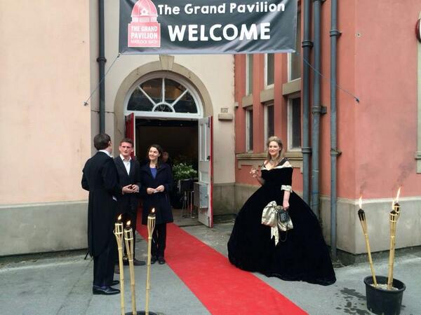 Our entrance to @TheGrandPav on Saturday. Doesn't our Lizzie look wonderful in #Georgiancostume?