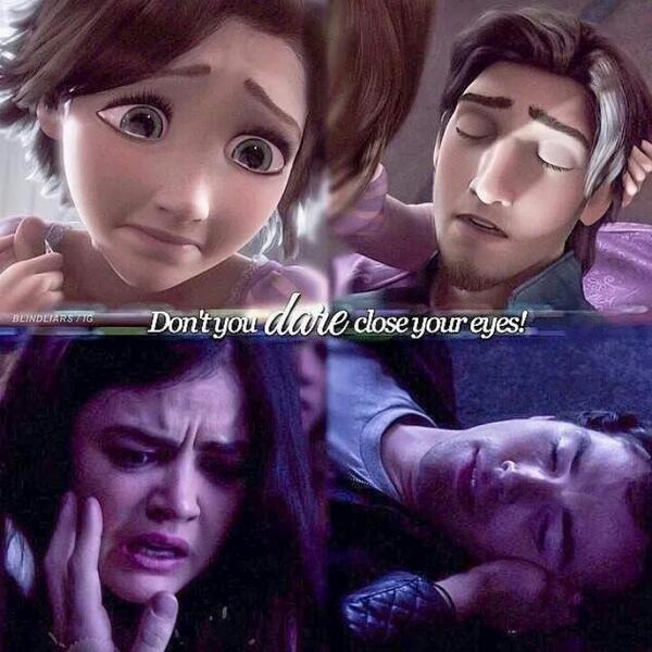 PLL_FRsource's tweet image. #PHOTO Si on réfléchit peut être que Marlene s'est inspirée de Raiponce et Finn après est resté vivant !