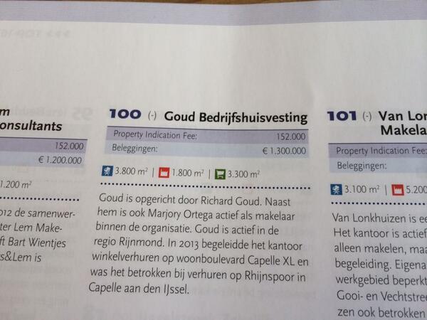 GoudBedrijfshv's tweet photo. 6 jr na onze oprichting in de top 100 bedrijfsmakelaars.... het is net aan, maar toch iets om trots op te zijn! http://t.co/sXREp4LKAR