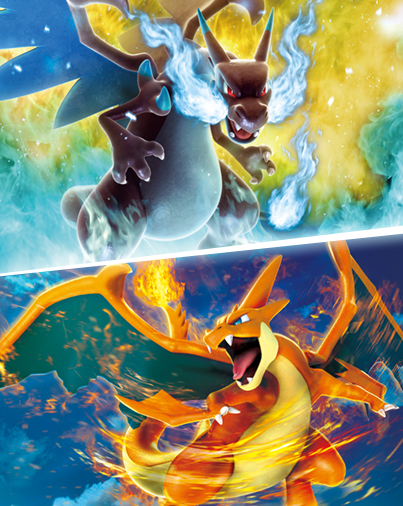 Pokemon's tweet image. The new #PokemonTCG expansion arrives tomorrow! Time to decide! Mega Charizard X or Mega Charizard Y? #CharizardWeek