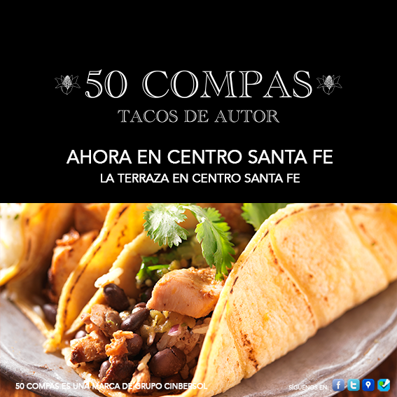 50Compas's tweet photo. ¡En tan sólo unos días podrás disfrutar una nueva experiencia gourmet!

#tacosdeautor http://t.co/Dk56e4ERRV