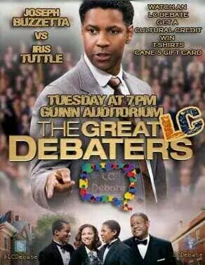 LCDebate's tweet photo. Need a last minute cultural credit? We got you covered! 7pm in guinn http://t.co/4alDakVT0Z