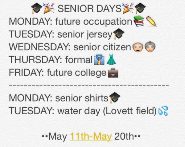 LukeyPookee's tweet photo. SENIOR SPIRIT DAYS STARTING NEXT WEEK RT http://t.co/DBdSLpvAkT