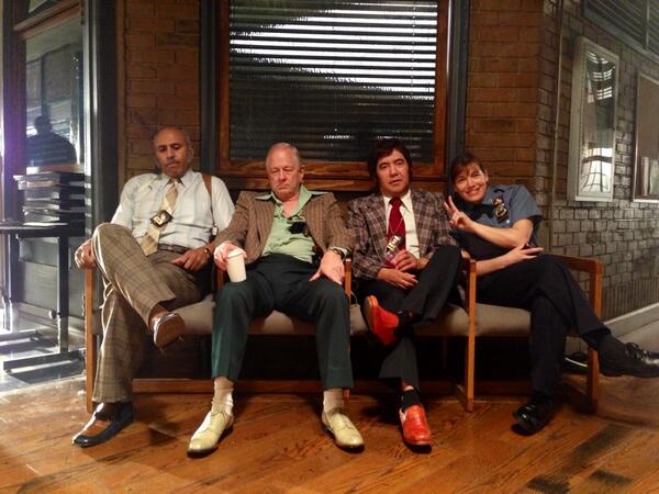 Castlegrip's tweet image. Some of the background in their 70's garb. #castle #bts