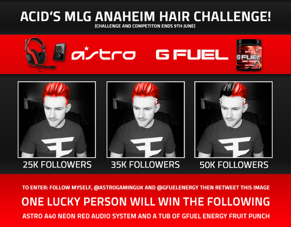 AcidOli's tweet image. #AcidsMLGAnaheimHairChallenge
 
Follow myself, @ASTROGamingUK and @GFuelEnergy, plus RT this to enter! (Ends 09/06) -