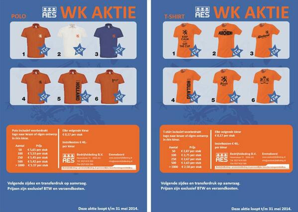 Aktie! Shirts met uw logo? #voordelig #oranje #wk2014