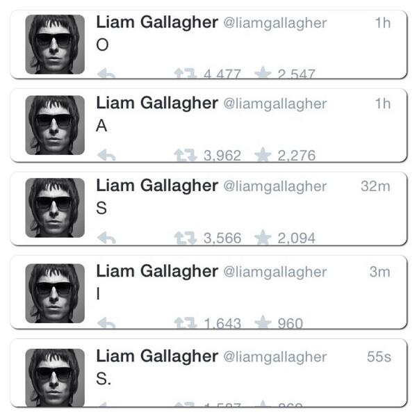 corenie's tweet photo. #WTF #Oasis #liamgallagher what's going on man?!?! http://t.co/pJ8nfJg7EL