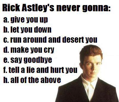 FriendWithin's tweet image. Rick Astley's never gonna...