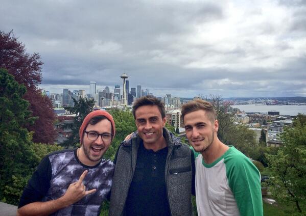 ChrisFabregas's tweet photo. Hanging out with my boys @dbeltwrites &amp; @HeffronDrive in #Seattle! Make sure to check out their new single #Parallel http://t.co/OvWZJXhiep