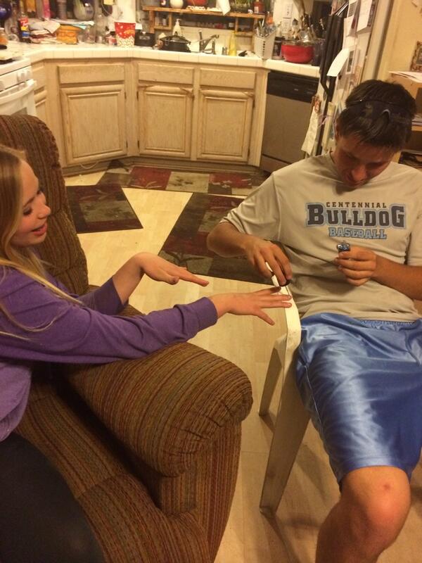 kennedymaye's tweet image. #tbt @TravisStevens30 painting my nails😈😂 #merked?