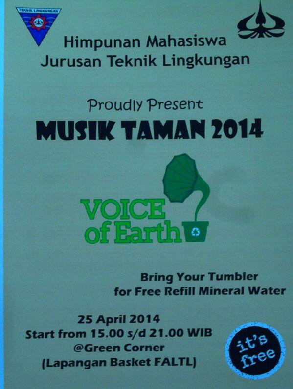#TrisaktiToday: Musik Taman 2014 "Voice of Earth" di Green Corner brsm HMJ Teknik Lingkungan - FALTL USAKTI